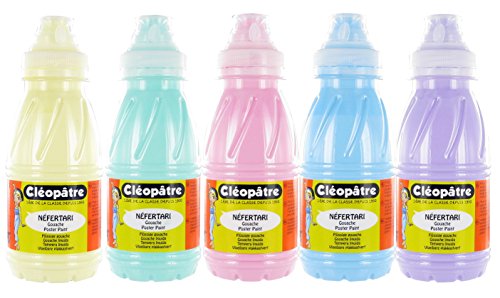 Cleopatre - PGN250x5P - Pack de 5 frascos de pintura guache, 250 ml, pastel