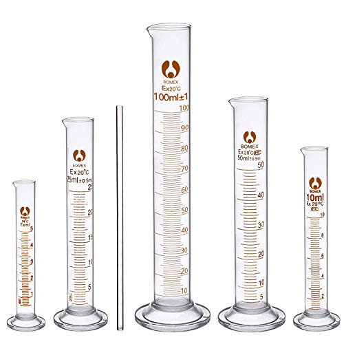 cococity 5 piezas de experimentación conjunto, 1 piezas de Varilla de cristal Medición de cilindro líquido herramientas de medición 5ml 10ml 25ml 50ml 100ml cococity 5 piezas de experimentación conjunto, 1 piezas de Varilla de cristal Medición de cilindro líquido herramientas de medición 5ml 10ml 25ml 50ml 100ml