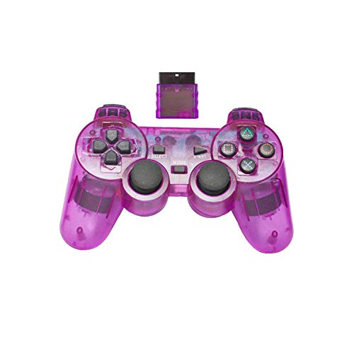 Controlador de juegos para teléfono | Gamepad inalámbrico 2.4G para controlador Sony PS2 Controles de choque de doble vibración para consola Playstation 2 Joystick-violeta-