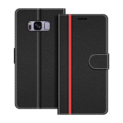 COODIO Funda Samsung Galaxy S8 Plus con Tapa, Funda Movil Samsung S8 Plus, Funda Libro Galaxy S8 Plus Carcasa Magnético Funda para Samsung Galaxy S8 Plus, Negro/Rojo