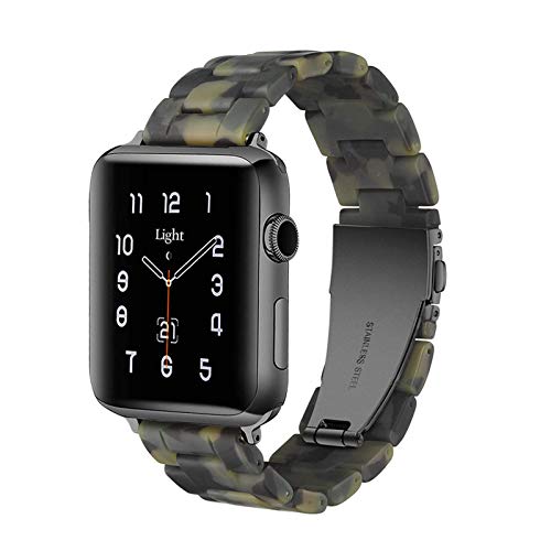 Correa Ligera para Apple Watch - Pulsera de Resina iWatch Compatible con Hebilla de Acero Inoxidable de Cobre para Apple Watch Series 5 4 3 2 1(Matte Army Green,42mm44mm)