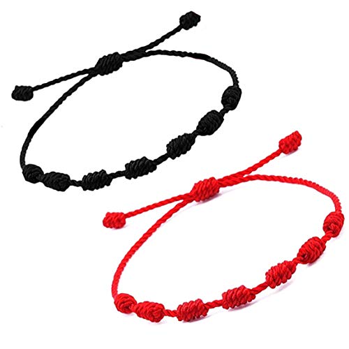 crazy bean Nueva Cuerda Roja Trenzada Hecha a Mano Cuerda Roja Año Natal Destino Cambiado Pulsera Personalidad Creativa Pareja Pulsera de la Suerte Pulseras Budistas Tibetanas para Mujeres y Hombres