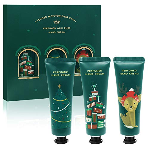 Crema de Manos,Set de Regalo de Crema de Manos Navidad,Crema Hidratante y Protectora para Cuerpo y manos, Sin tacto graso, Evita las grietas,Navidad Sets de Regalo Ideales para Mujeres 3 * 30ml