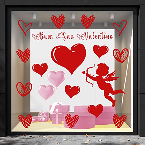 Cristalería San Valentín-decoración vitrina-DCUori y cubo rojo temas y fantasía San Valentín