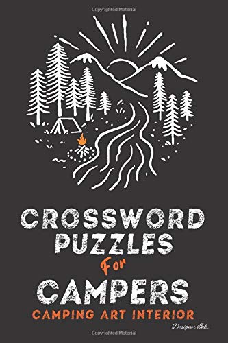 Crossword Puzzles for Campers: Camping Themed Art Interior. Fun, Easy to Hard Words. Fire River Sketch