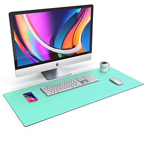 CSL - XXL Alfombrilla para ratón de aspecto de piel - 900x400 - piel sintética - Base de escritorio multifuncional - Mousepad para oficina y hogar - impermeable - verde