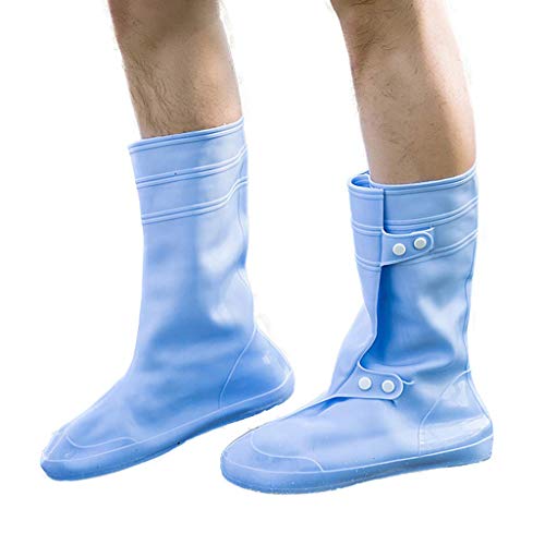 Cubrezapatos Impermeable Lavable Cubrezapatos PVC Reutilizable Suela Reforzada Antideslizante Adecuado para días de Lluvia, Azul, XXXL/32cm