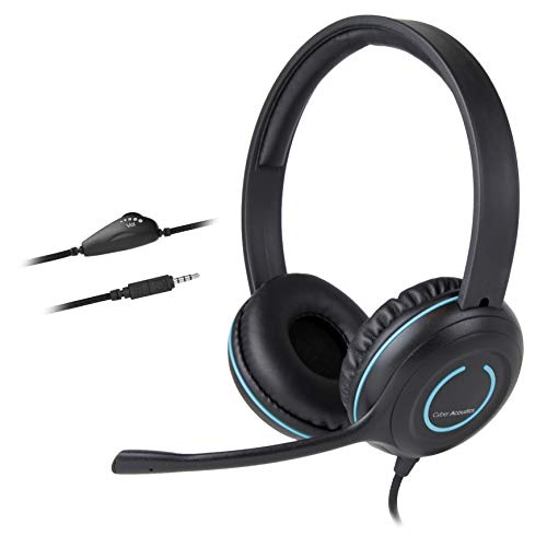 Cyber Acoustics AC5002 auricular con micrófono Binaural Diadema Negro, Azul - Auriculares con micrófono (PC/Juegos, Binaural, Diadema, Negro, Azul, Alámbrico, Supraaural)