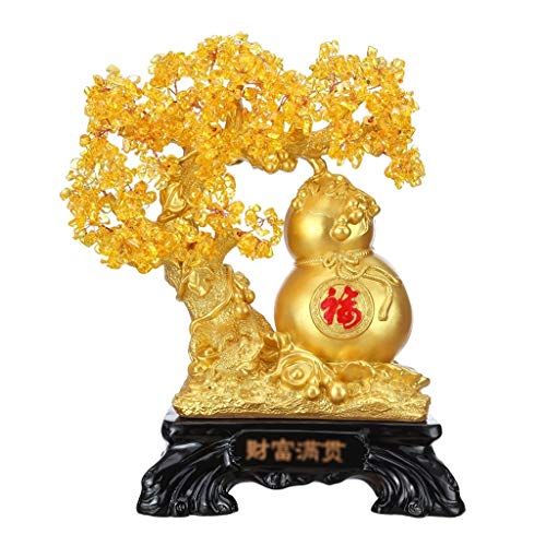CZXKJ Árbol del Dinero Bonsai Feng Shui Citrino Feng Shui Adornos de Oro Cornucopia de la Calabaza Lucky árbol del estreno de una meditación Regalo y Curación Altura 18.1 Pulgadas Árbol del Dinero