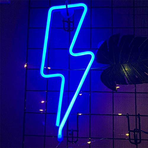 Danolt Señal de neón azul con luz LED de neón para decoración de pared, batería USB, para casa, bar, arte, fiesta, boda