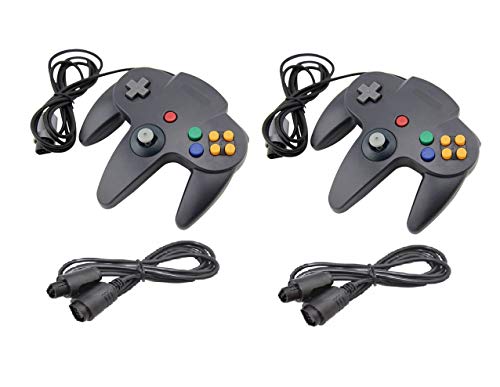 DARLINGTON & Sohns 2 - Mando negro para Nintendo 64 N64 Joystick negro Gamepad Joypad + alargador Extansion Cable Gamepad