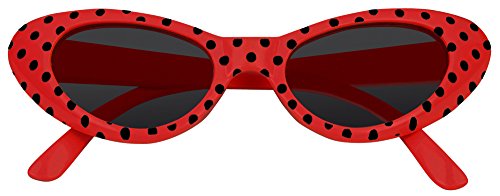 Das Kostümland Anteojos de Ojo de Gato Arenosos con Puntos: Excelentes anteojos al Estilo de los años 50 y 60 (Rojo Negro)