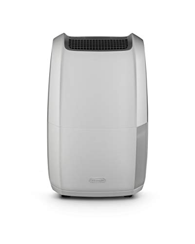 De'Longhi AriaDry Multi DDSX225 Deshumidificador Multifunción, 25 L/d, Filtro Antipolvo y Antialérgenos, Función Secado de Ropa, Gas Ecológico, Drenaje Continuo, 446 W, 34Db, Blanco y Gris