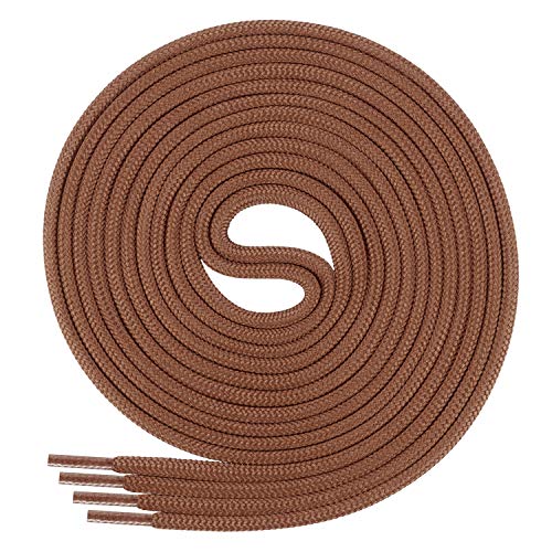 Di Ficchiano 3 pares de cordones redondos para zapatos de negocios y de piel, cordones resistentes, diámetro de 3 mm, color marrón claro, longitud de 100 cm