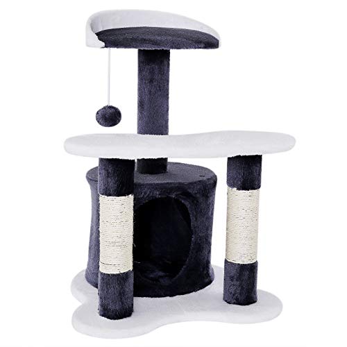 dibea Árbol rascador árbol para escalar árbol rascador para gatos Altura 65 cm gris/blanco dibea Árbol rascador árbol para escalar árbol rascador para gatos Altura 65 cm gris/blanco