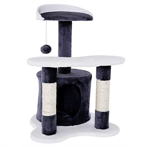 dibea Árbol rascador árbol para escalar árbol rascador para gatos Altura 65 cm gris/blanco