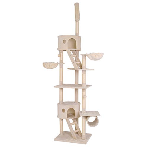 dibea Árbol rascador árbol para escalar árbol rascador para gatos Altura ajustable 230-250 cm Beige