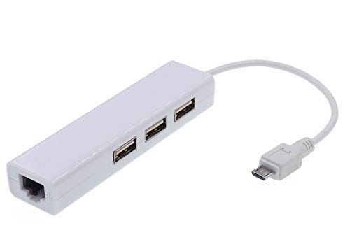 DigitCont Adaptador Micro USB LAN Ethernet RJ45 de 2ª generación con 3 puertos USB, compatible con Fire Stick, Roku Streaming Stick y Chrome Stick, incluido con cable de alimentación de 6 pies