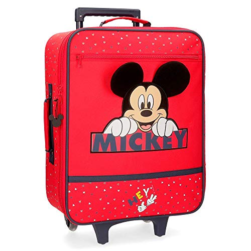 Disney Happy Mickey Maleta de Cabina Rojo 35x50x16 cms Blanda Poliéster 25L 1,8Kgs 2 Ruedas Equipaje de Mano