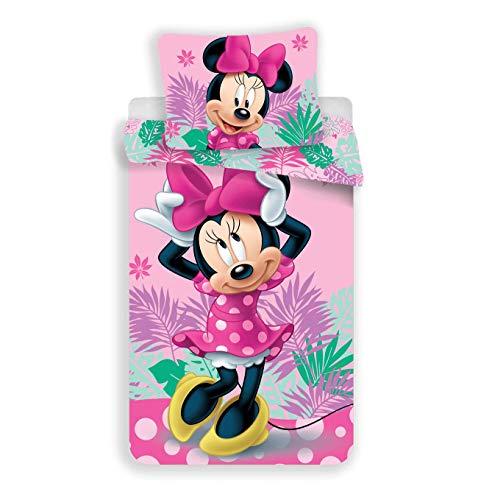 Disney Minnie - Juego de cama de 2 piezas, funda nórdica de 140 x 200 cm y funda de almohada de 70 x 90 cm
