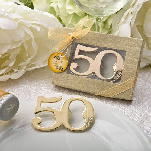 DISOK Lote 20 Abrebotellas de 50 Aniversario en Caja de Regalo. Detalles para Bodas de Oro. Regalos Bodas 50 Aniversario. DISOK Lote 20 Abrebotellas de 50 Aniversario en Caja de Regalo. Detalles para Bodas de Oro. Regalos Bodas 50 Aniversario.