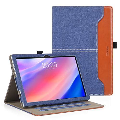 DLveer Funda para TECLAST P20HD/TECLAST M40 10.1 Tablet,Protección de 360 Grados Apoyo Múltiples ángulos con Bolsillo de Almacenamiento TECLAST P20HD/M40 Funda,Denim BLU