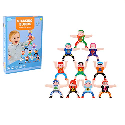 Dušial Plastic Stacking Games Hercules Blocks Balancing Acrobatic Troupe Interlock Toys Balancing Blocks Games Toddler Educational Toys for Boys Gifts Kids Adults, 16 Pieces