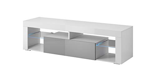 E-com Titan - Mueble de televisión con LED (140 cm), Color Blanco y Gris