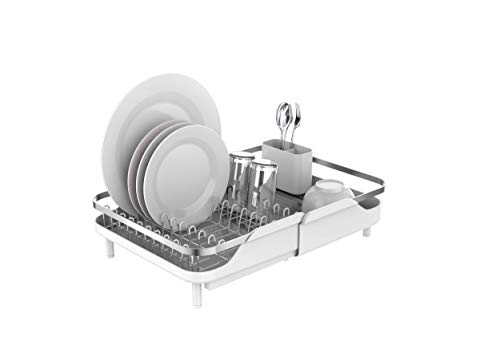 Erreke - Escurridor de Platos, Vajilla, Extensible, Drena al Fregadero, Rejilla de Acero Inoxidable. Tamaño 29-46 x 35 cm, Blanco. Erreke - Escurridor de Platos, Vajilla, Extensible, Drena al Fregadero, Rejilla de Acero Inoxidable. Tamaño 29-46 x 35 cm, Blanco.