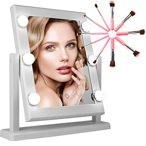 Espejo de Maquillaje con Luz Led y Encendido Táctil Espejo Hollywood Espejo Cosmético para Regalo Espejo Vanidad (Blanco)