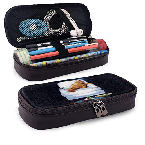 Estuche para lápices de cuero Garfield para adultos, niñas, niños, escuela, oficina, estuche para bolígrafos, estuche para lápices, papelería, maquillaje cosmético, bolsa con cremallera doble PCS-639 Estuche para lápices de cuero Garfield para adultos, niñas, niños, escuela, oficina, estuche para bolígrafos, estuche para lápices, papelería, maquillaje cosmético, bolsa con cremallera doble PCS-639