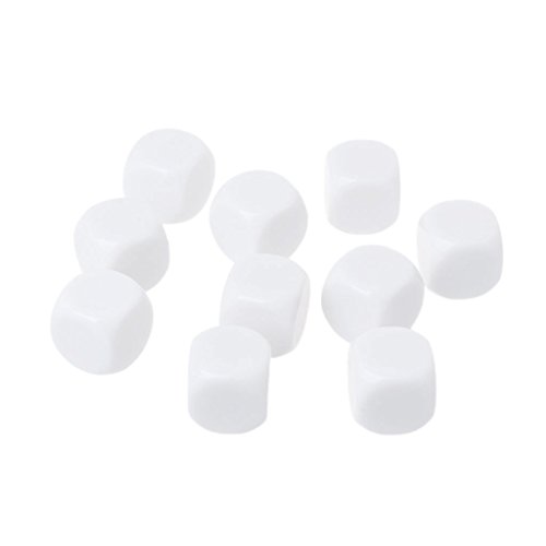 Exing Dados Dice, 10 Unids Dados En Blanco 16 Mm Acrílico Die Family Party DIY Juegos Escribir Impresión Kid Juguetes