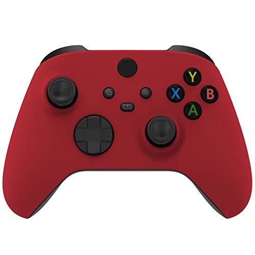 eXtremeRate Carcasa para Mando Xbox Series X S Protector Tacto Suave Placa Frontal Funda Delantera Reemplazo Kit Cubierta Cover Shell para Control de Xbox Series S X-No Incluye Mando(Rojo Pasión)