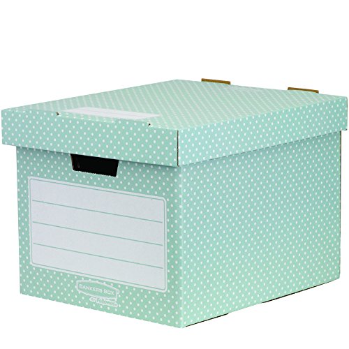 Fellowes Bankers Box Style - Caja de documentos, 4 unidades, color verde y blanco