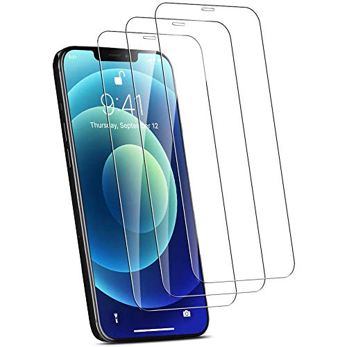 Flysee Protector Pantalla Compatible con iPhone 12/12 Pro (6.1"), 3 Piezas Cristal Templado para iPhone 12, Anti-Arañazos, Sin Burbujas, Tacto Sensible, Dureza 9H