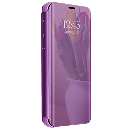 Funda para Xiaomi Redmi Note 4 Espejo Transparente Funda Transparente Ultra Fina Cristal Ventana Espejo Folio Flip Cover para Xiaomi Redmi Note 4X (Morado, Xiaomi Redmi Note 4)