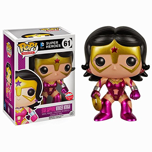 Funko - Figurine DC Heroes - Wonder Woman Star Saphir Metallic Exclu Pop 10cm - 0849803047405