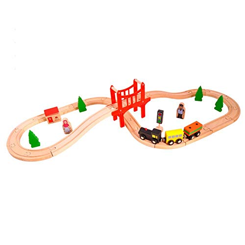 GQF Pista de Juguete de Madera,Pista de Tren de Madera de Haya en Forma de 8,Montaje de Juguete,Juguetes educativos de Madera 37PCS