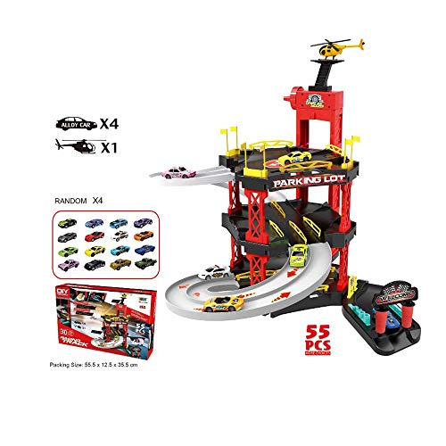 GQF Track Car Toy,Montaje en 3D de vagones para niños,Conjunto de rieles deslizantes para automóviles,estacionamiento de Varios Pisos,Juguete,Regalo de cumpleaños para niños,55PCS GQF Track Car Toy,Montaje en 3D de vagones para niños,Conjunto de rieles deslizantes para automóviles,estacionamiento de Varios Pisos,Juguete,Regalo de cumpleaños para niños,55PCS