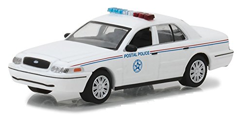 Greenlight 2010 Ford Crown Victoria United States Postal Service (USPS) Police White 1/64 Diecast Model Car by