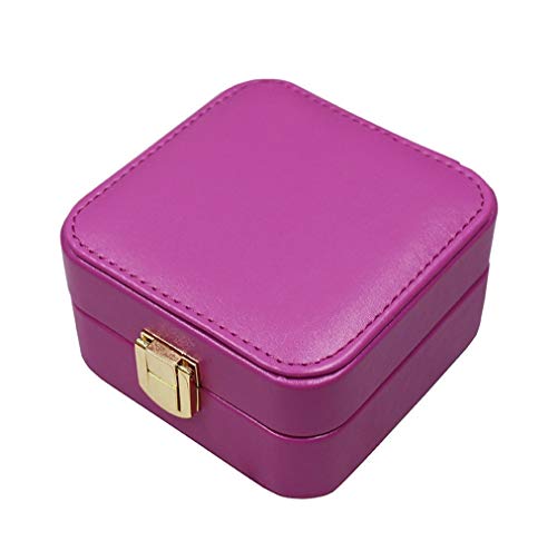Gu3Je Joyero Mini pequeño joyería Caja Doble Portable de joyería Recorrido de la Caja Pendiente de la joyería Bolsa de Almacenamiento para Guardar Joyas (Color : Purple, Size : 10.5x10.5x5cm)