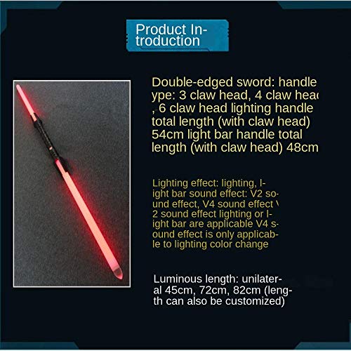 GYX Star Wars Luz Accesorios Sabre dirigido doble Espada empuñadura de plata (185 cm de longitud) 6 garras (V4 cambio de color pulido)