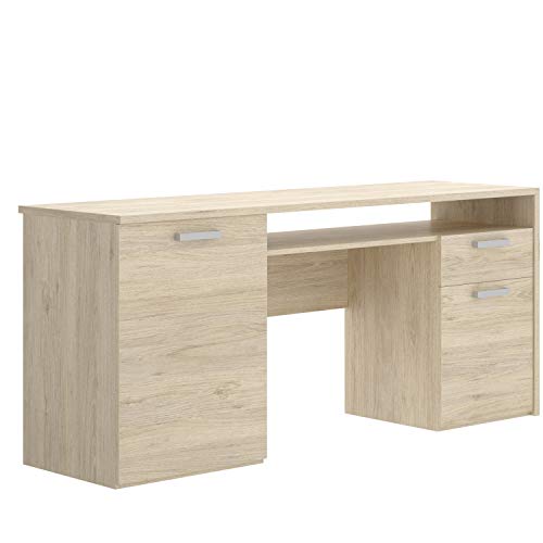 HABITMOBEL Mesa de Oficina 1 Cajon 2 Puertas, Natural, Medidas: 75 Alto x 150 x 50 cm de Fondo HABITMOBEL Mesa de Oficina 1 Cajon 2 Puertas, Natural, Medidas: 75 Alto x 150 x 50 cm de Fondo