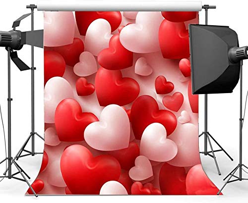 HD Valentine s Day Backdrop 7x10ft Vinyl Sweet Red Hearts Backdrops White Heart Photography Background for Girls Room Wallpaper Lover Bridal Shower Wedding Party Photo Studio Props 113