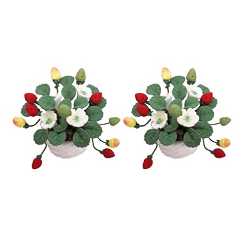 Healifty 2 Piezas Miniatura Bonsái Maceta Mini Ramo de Flores Pequeña Maceta Casa de Muñecas Escena Accesorios Modelo Jugar Juguetes para Mini Casa Jardín de Hadas (Fresa)