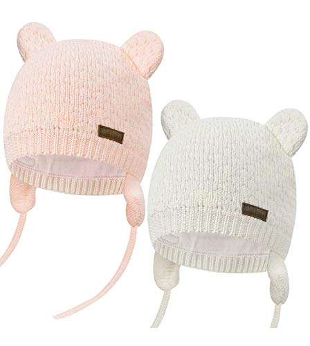 heekpek Gorro de Bebé Niña Invierno Sombrero de Bebé Oso Lindo Niño Orejera Beanie Gorro de Punto Cálido Otoño Primavera Niña 0 a 3 Años