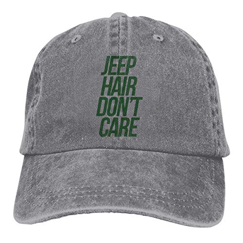 Hoswee Unisexo Gorras de béisbol/Sombrero, Jeep Hair Don't Care Cowboy Caps Adjustable Dad Baseball Hat Gray