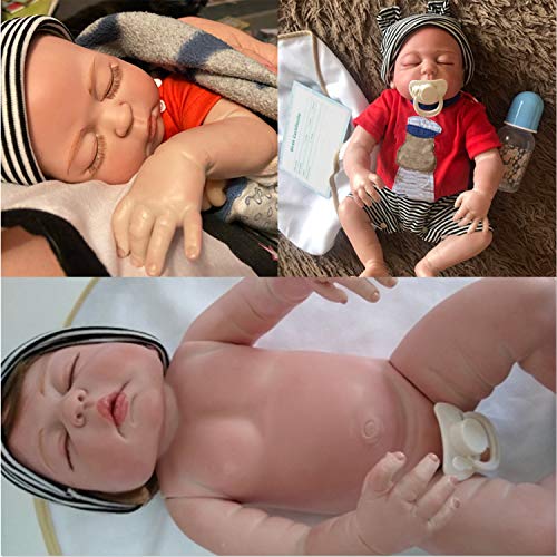 iCradle Muñecas renacidas Silicona Suave Simulación de Vinilo de Silicona Baby Doll Reborn Baby Doll Looks Reallife Newbirth Bebe Doll Mohair 45cm Juguete para niños Regalos de cumpleaños