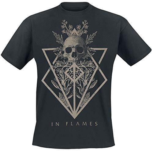 In Flames Skull Hombre Camiseta Negro L, 100% algodón, Regular