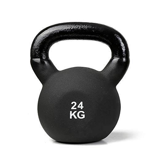 INTEY Pesa Rusa de Neopreno, Moldeada de Hierro sólido Caldera Bell, Asa Ancha, Base Plana Antideslizante, para Entrenamiento de Fuerza Muscular, para Casa o Gimnasio, 24KG